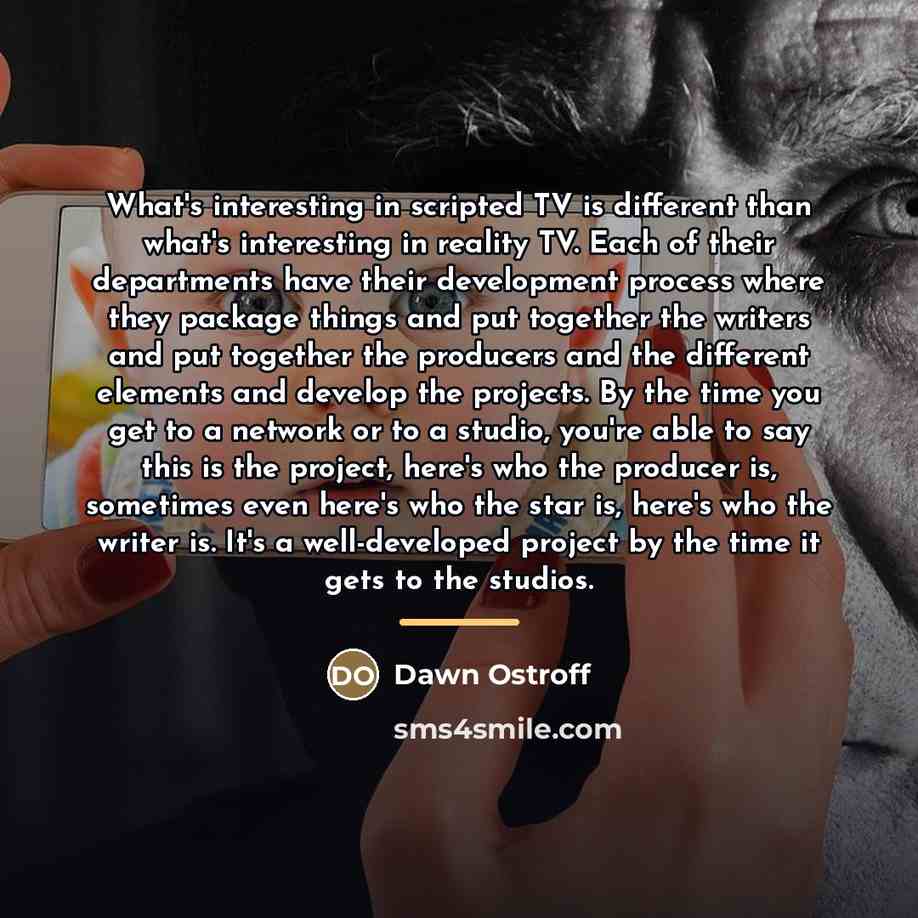 “What's interesting in scripted TV is different than what's interesting…” quote by Dawn Ostroff