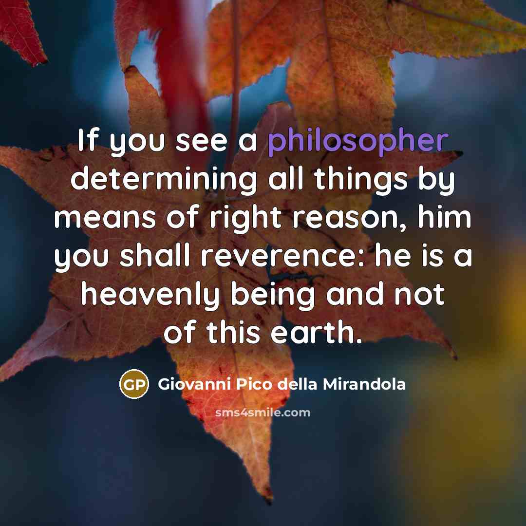 “If you see a philosopher determining all things by means…” quote by Giovanni Pico della Mirandola