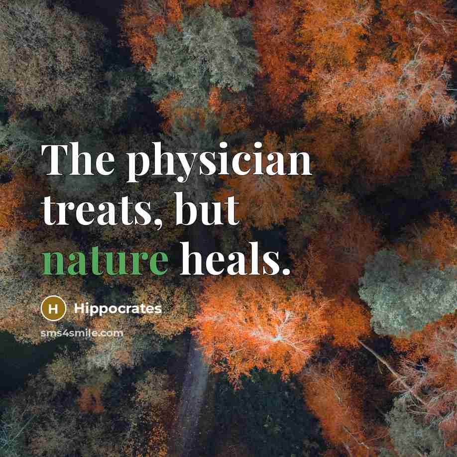 “The physician treats, but nature heals.…” quote by Hippocrates