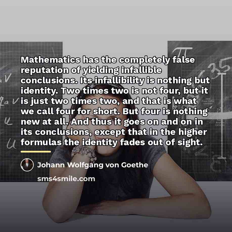 “Mathematics has the completely false reputation of yielding infallible conclusions.…” quote by Johann Wolfgang von Goethe