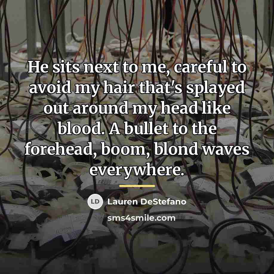 “He sits next to me, careful to avoid my hair…” quote by Lauren DeStefano