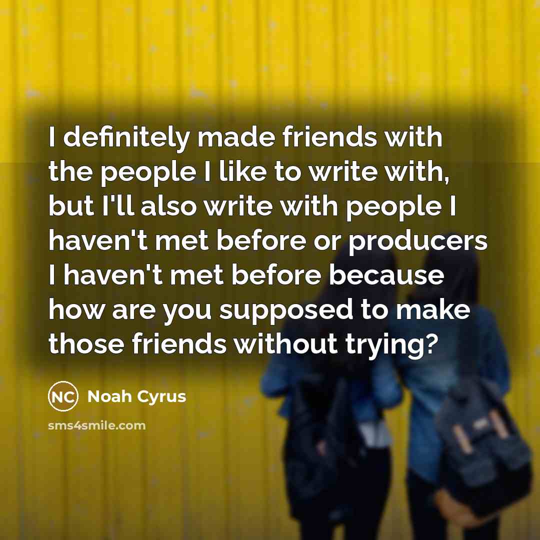 “I definitely made friends with the people I like to…” quote by Noah Cyrus