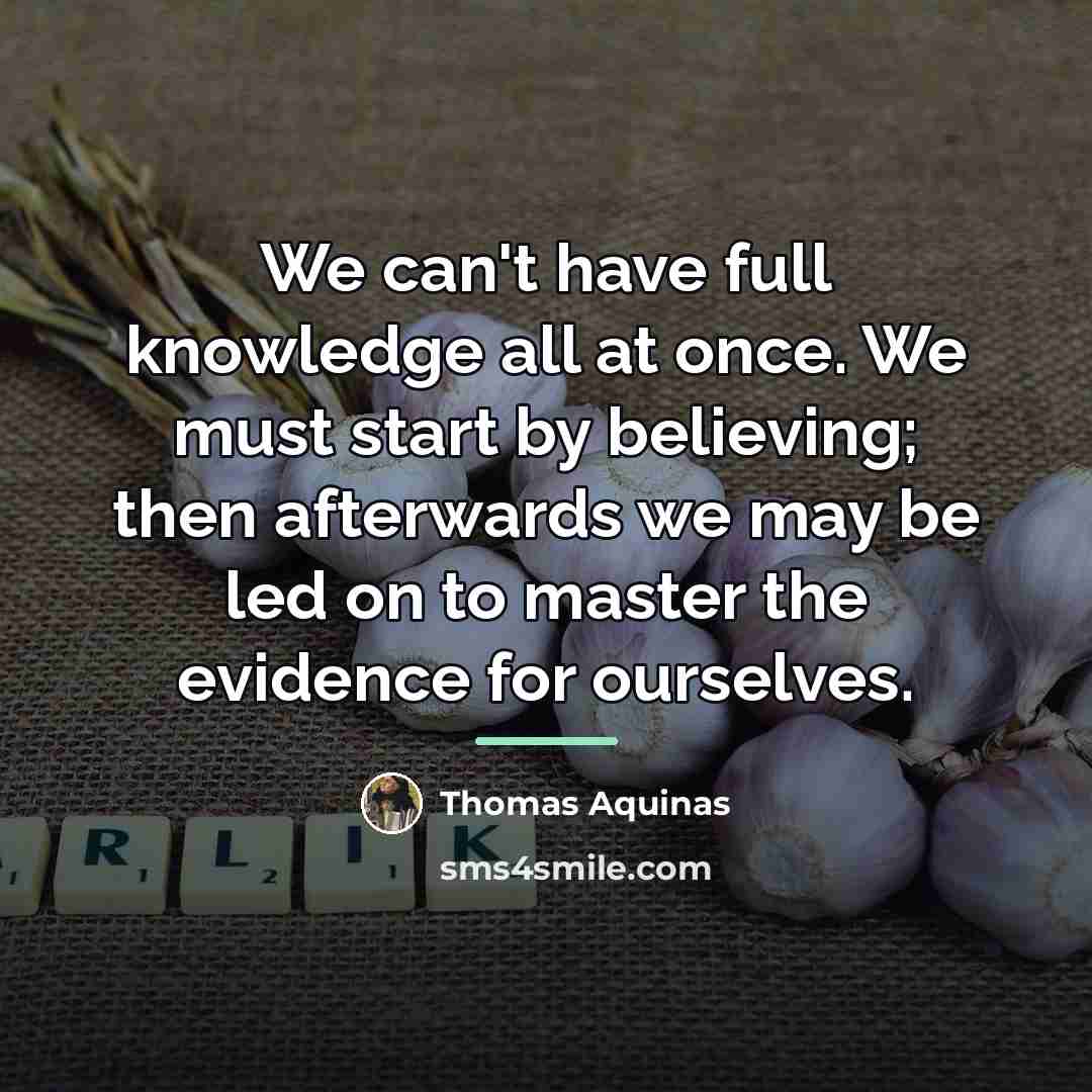 “We can't have full knowledge all at once. We must…” quote by Thomas Aquinas