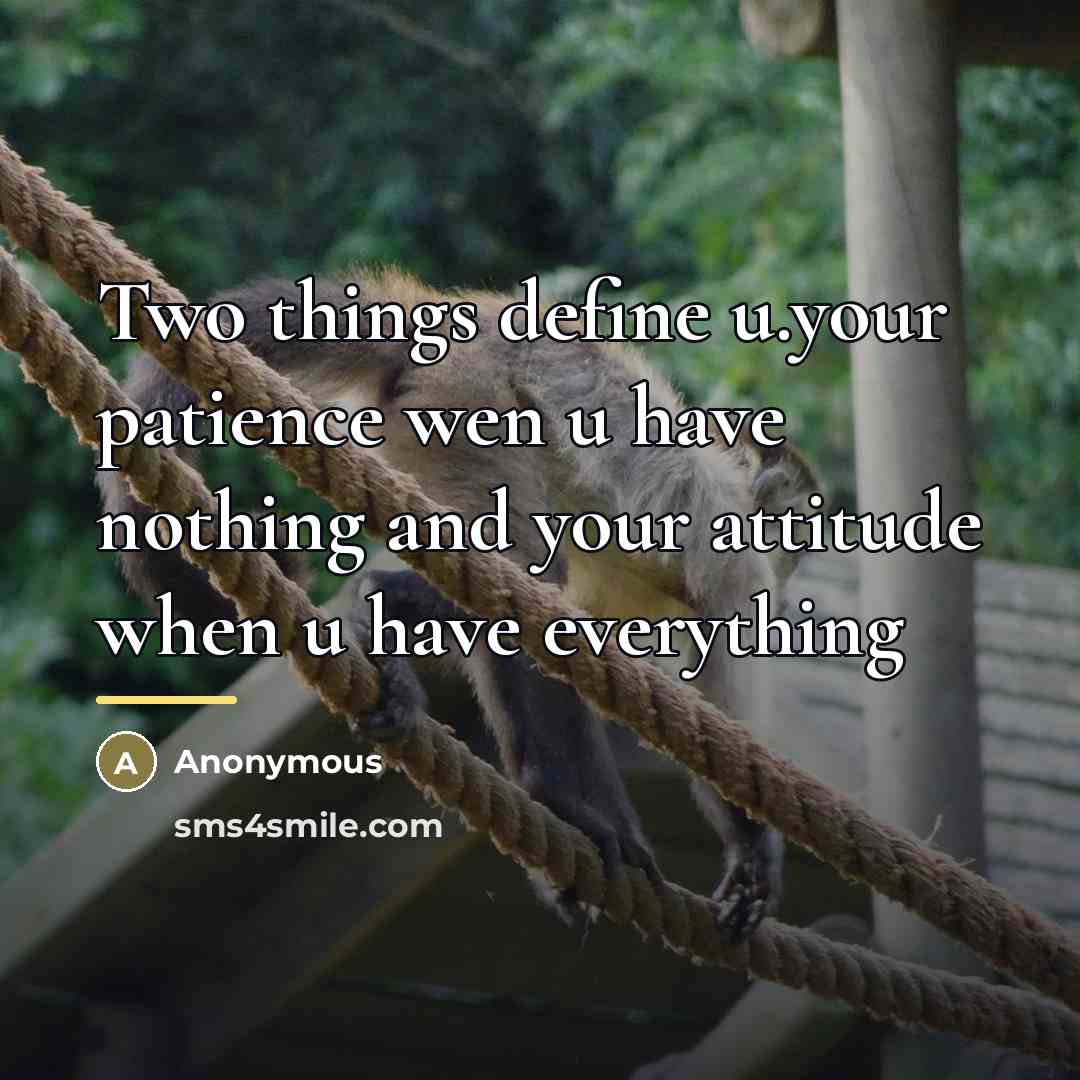 “Two things define u.your patience wen u have nothing and…” quote by Anonymous