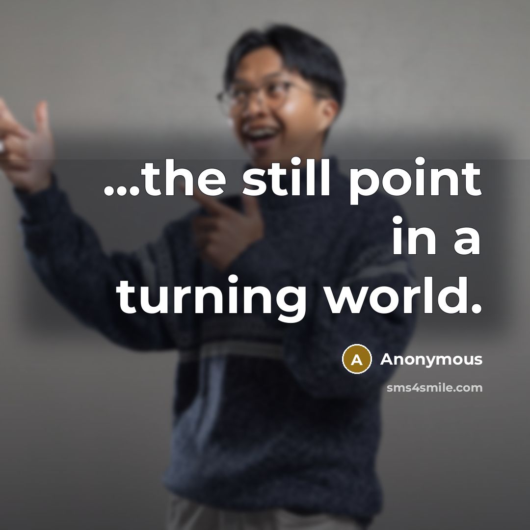 “...the still point in a turning world.…” quote by Anonymous