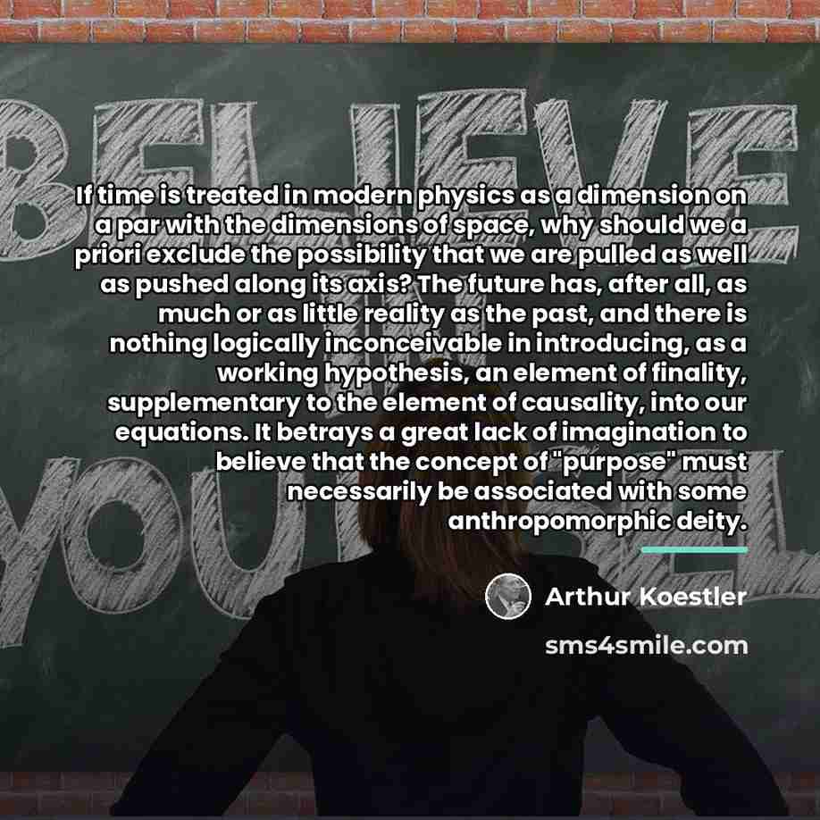 “If time is treated in modern physics as a dimension…” quote by Arthur Koestler