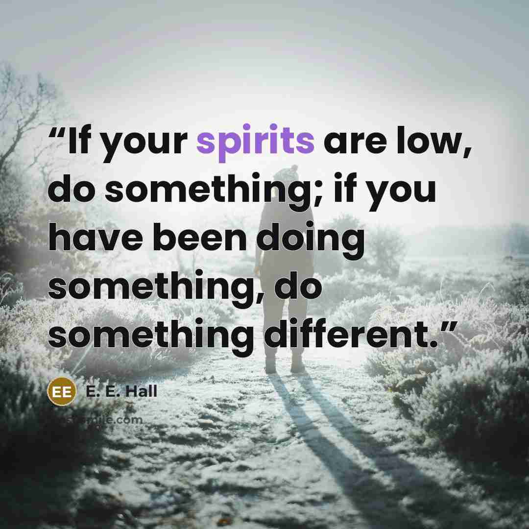 “If your spirits are low, do something; if you have been doing something, do something different.” quote by E. E. Hall
