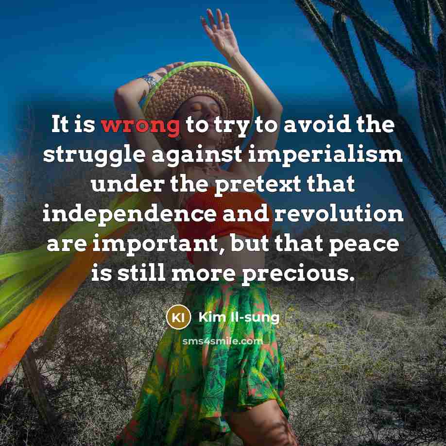 “It is wrong to try to avoid the struggle against…” quote by Kim Il-sung