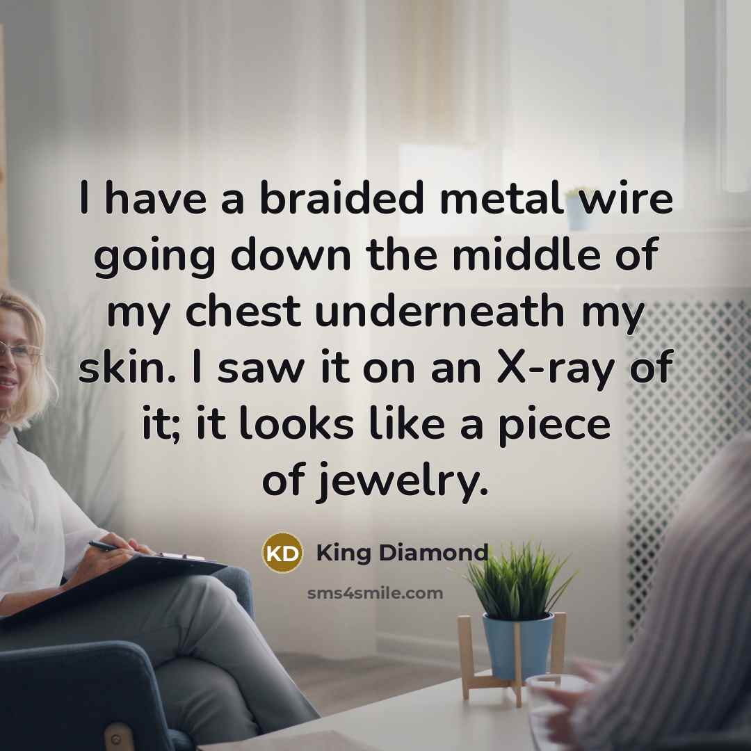 “I have a braided metal wire going down the middle…” quote by King Diamond