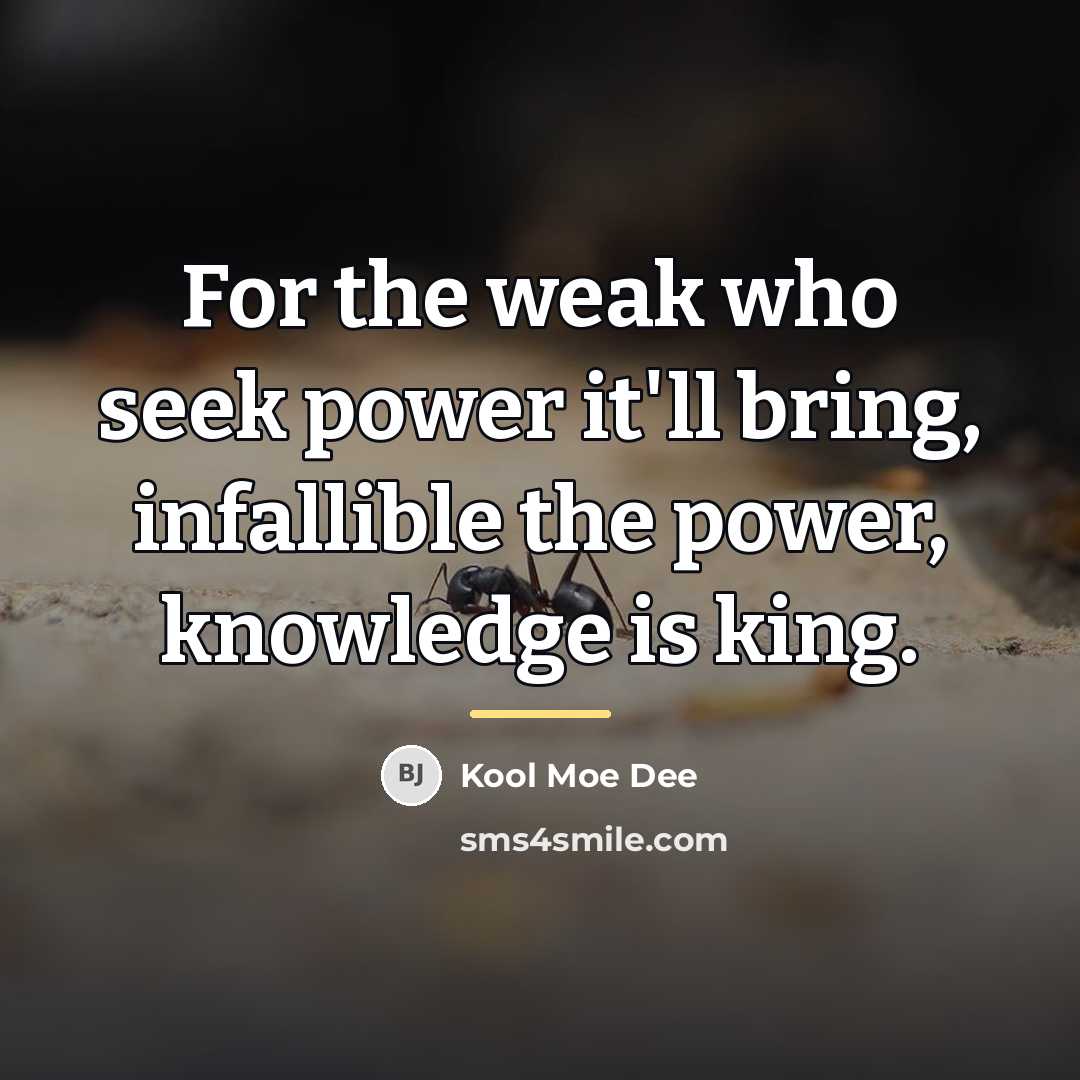 “For the weak who seek power it'll bring, infallible the…” quote by Kool Moe Dee