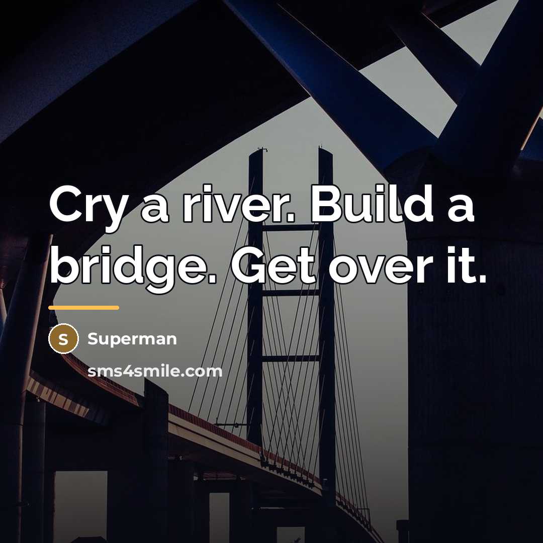 “Cry a river. Build a bridge. Get over it.…” quote by Superman