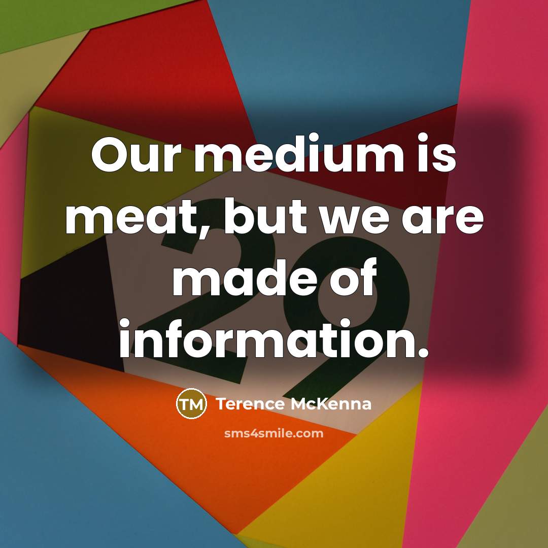“Our medium is meat, but we are made of information.…” quote by Terence McKenna