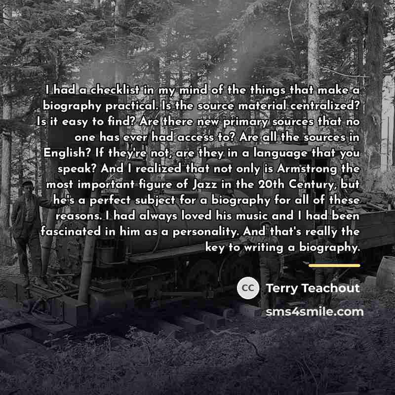 “I had a checklist in my mind of the things…” quote by Terry Teachout