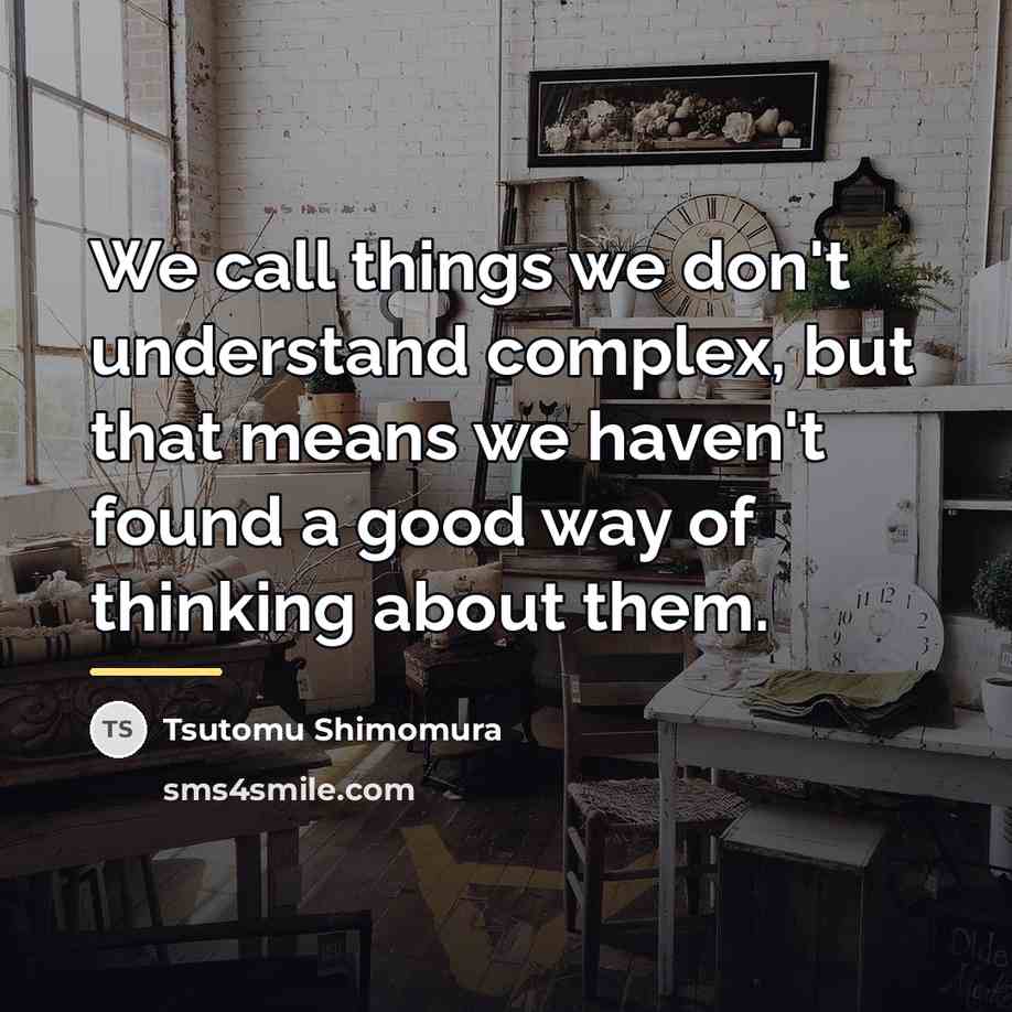 “We call things we don't understand complex, but that means…” quote by Tsutomu Shimomura