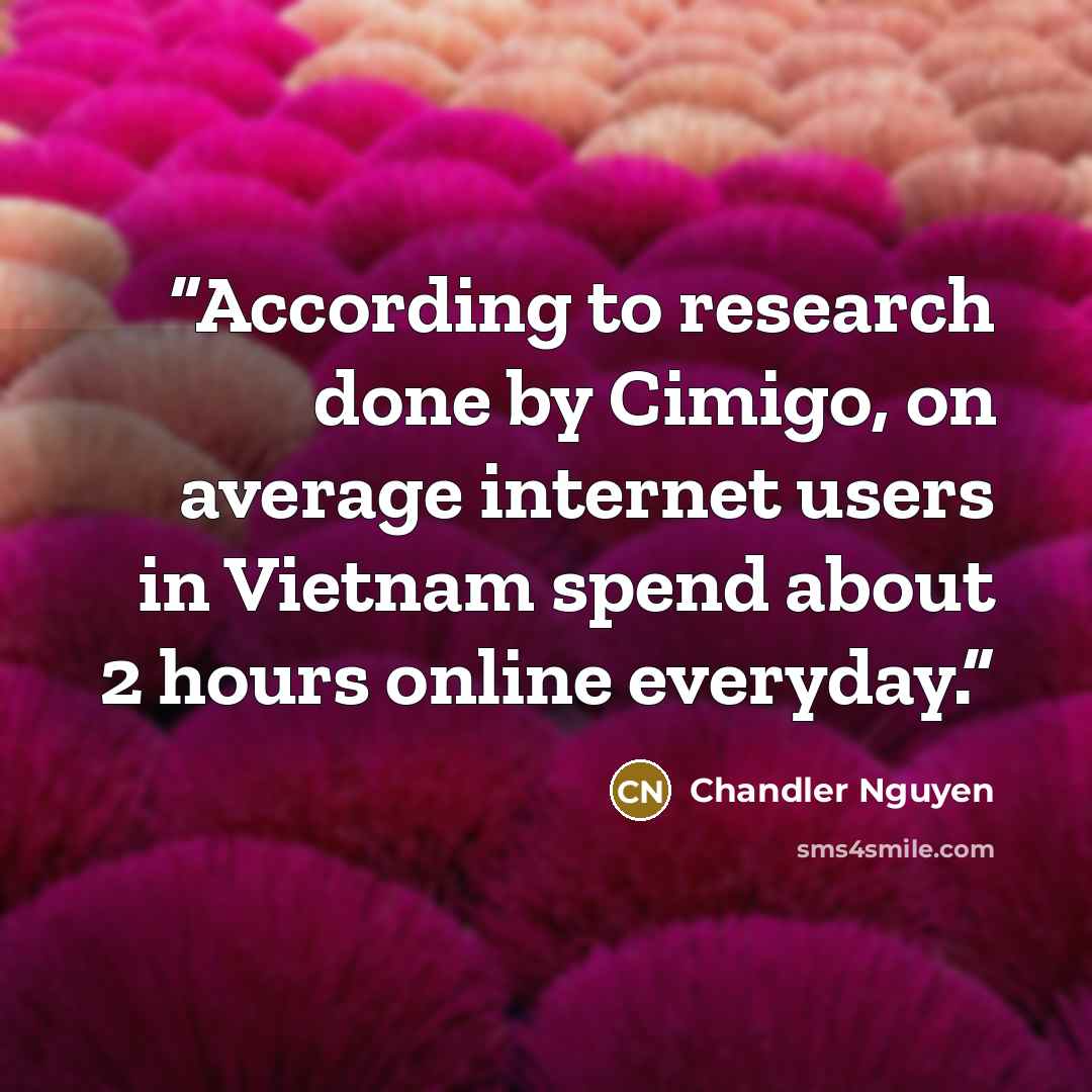 “According to research done by Cimigo, on average internet users in Vietnam spend about 2 hours online everyday.” quote by Chandler Nguyen