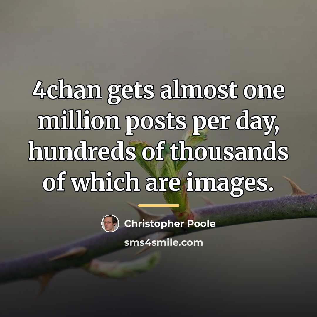 “4chan gets almost one million posts per day, hundreds of…” quote by Christopher Poole