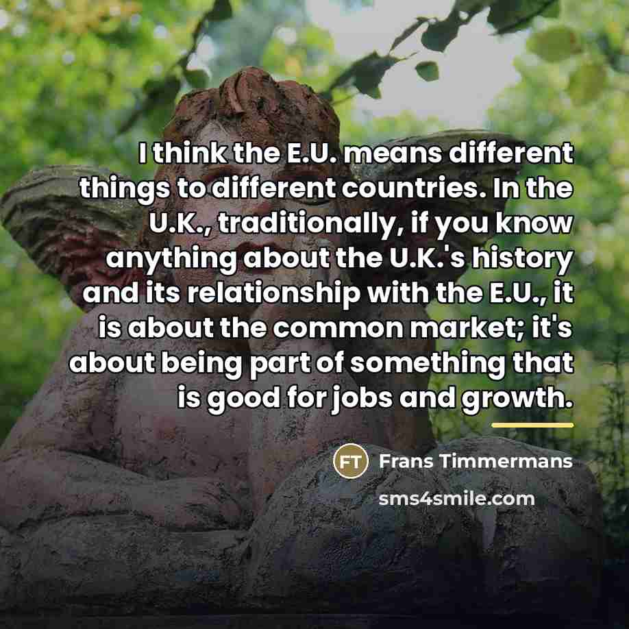 “I think the E.U. means different things to different countries.…” quote by Frans Timmermans