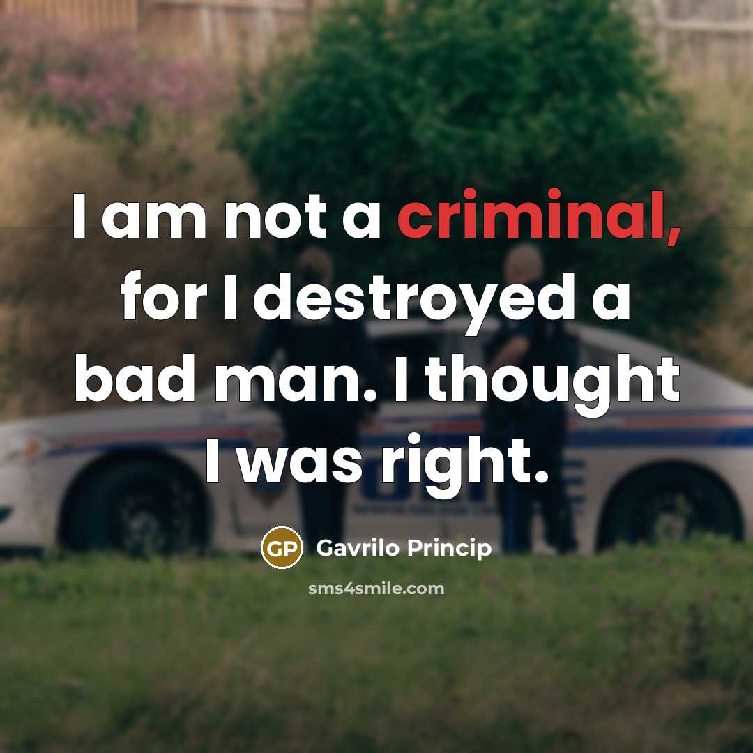 “I am not a criminal, for I destroyed a bad…” quote by Gavrilo Princip