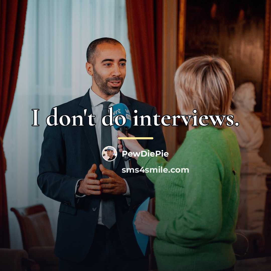 “I don't do interviews.…” quote by PewDiePie