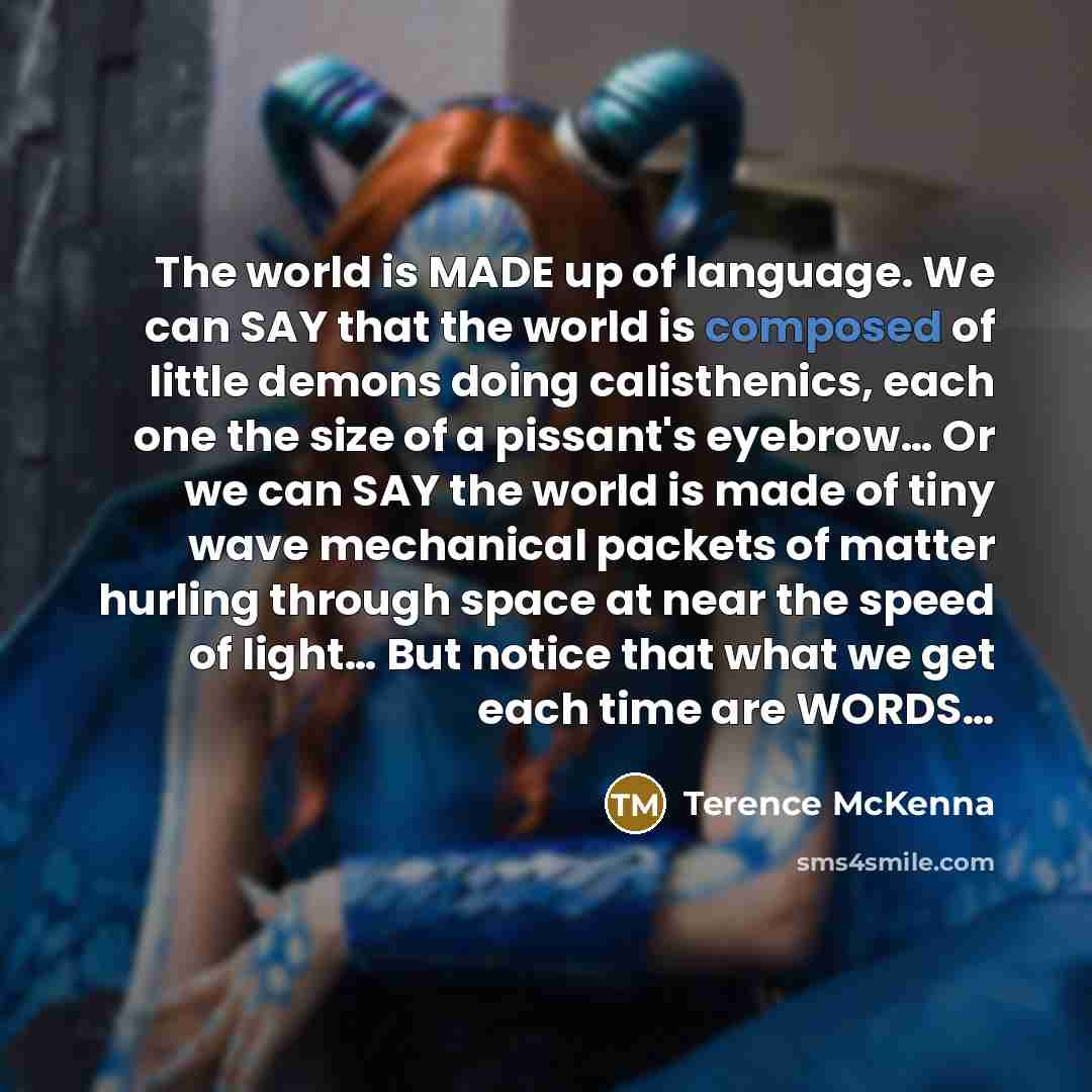 “The world is MADE up of language. We can SAY…” quote by Terence McKenna