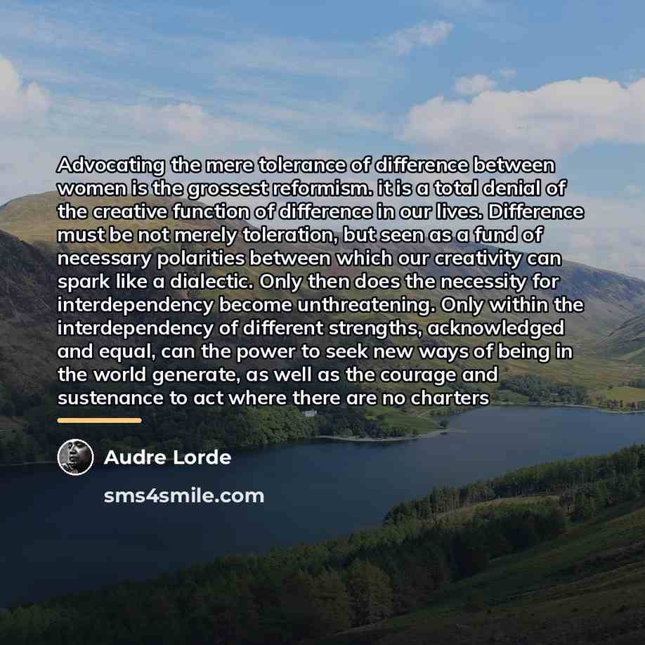 “Advocating the mere tolerance of difference between women is the…” quote by Audre Lorde