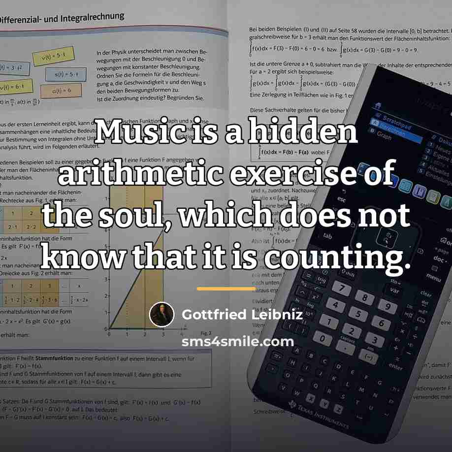 “Music is a hidden arithmetic exercise of the soul, which…” quote by Gottfried Leibniz