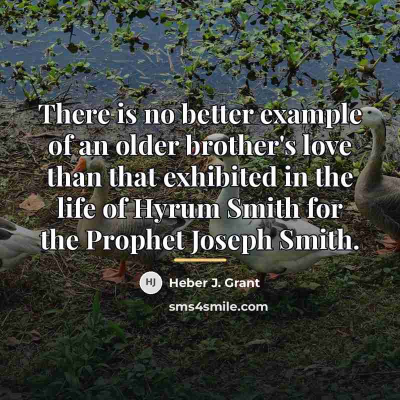 “There is no better example of an older brother's love…” quote by Heber J. Grant
