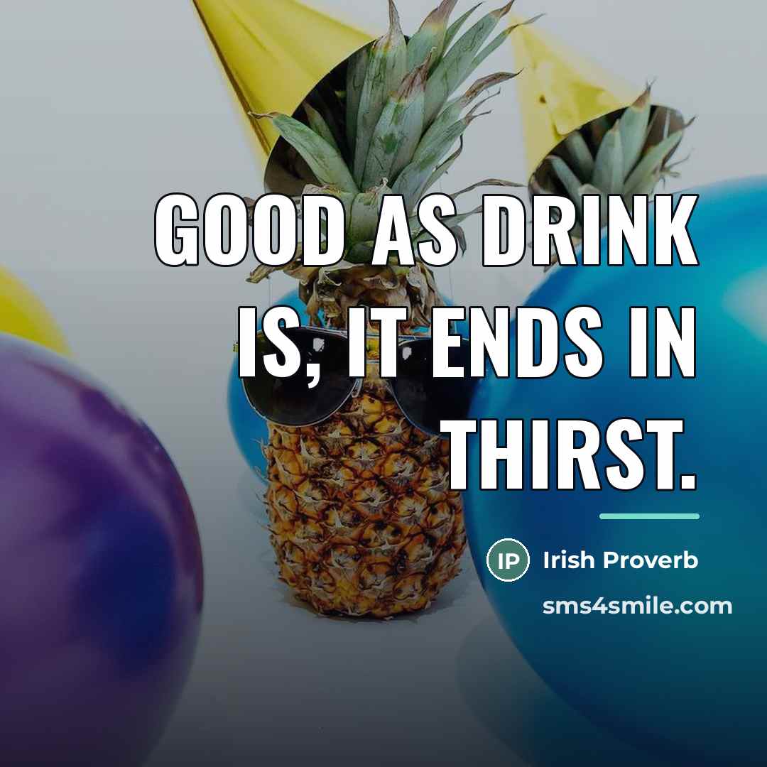 “Good as drink is, it ends in thirst.…” quote by Irish Proverb