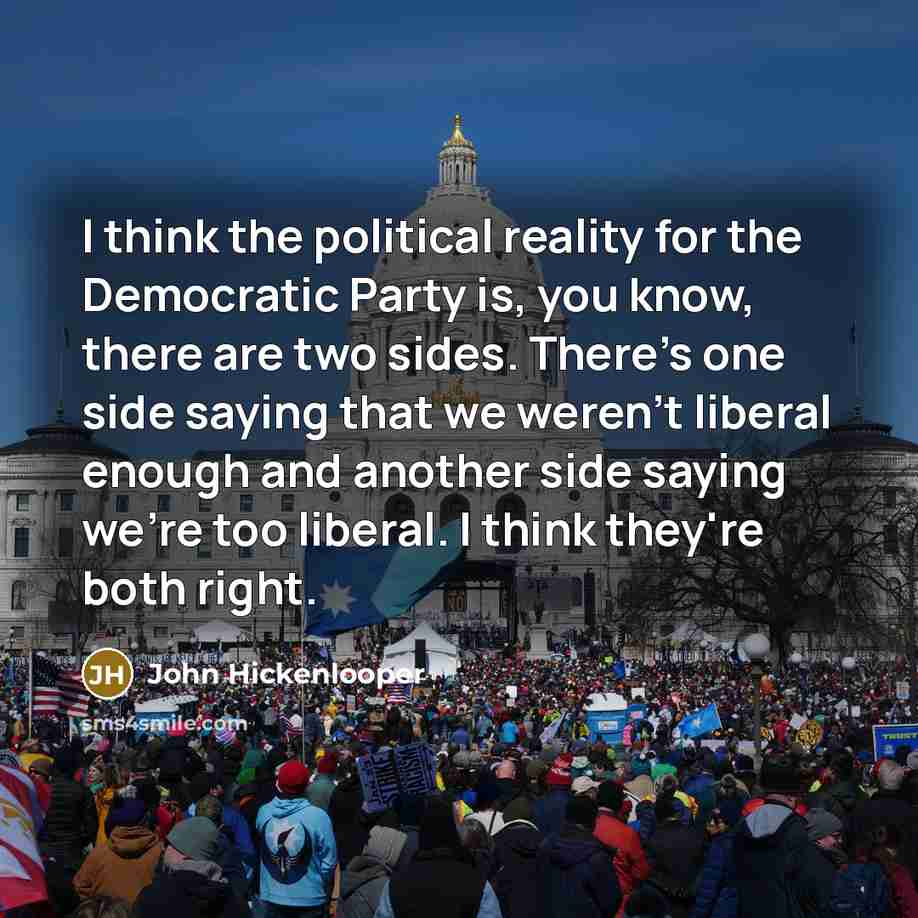 “I think the political reality for the Democratic Party is,…” quote by John Hickenlooper