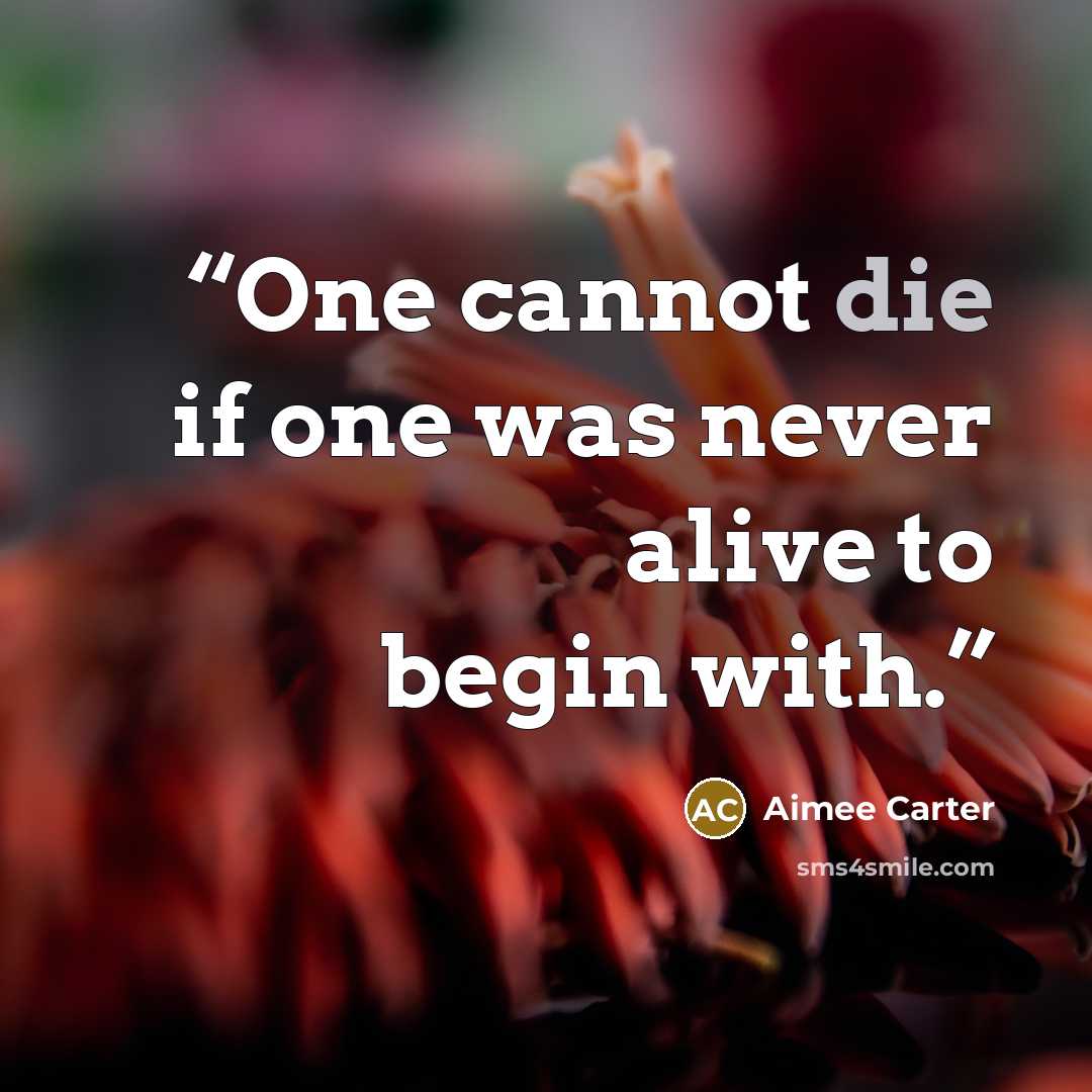 “One cannot die if one was never alive to begin with.” quote by Aimee Carter