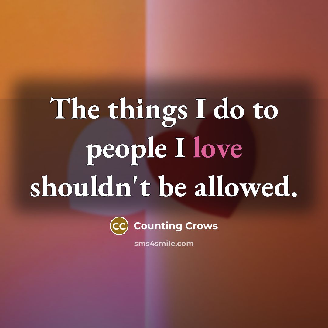 “The things I do to people I love shouldn't be allowed.” quote by Counting Crows