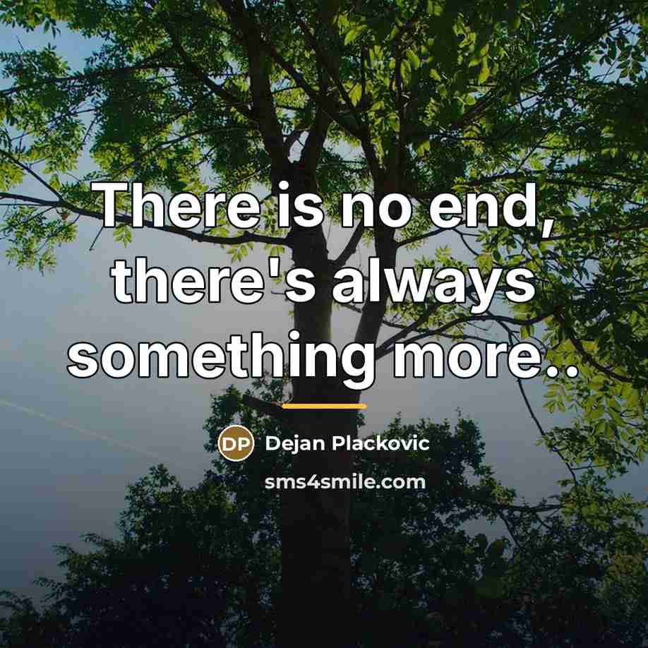 “There is no end, there's always something more..…” quote by Dejan Plackovic