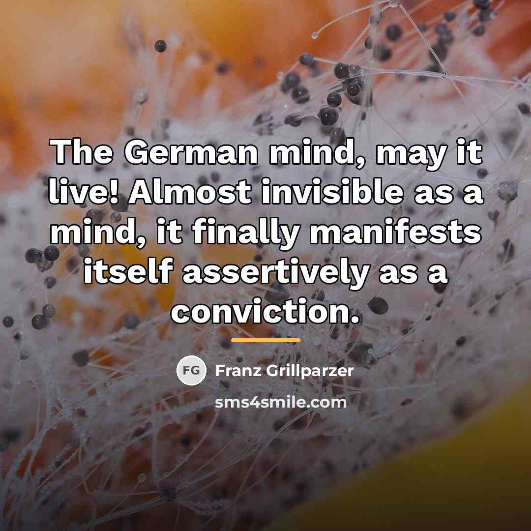 “The German mind, may it live! Almost invisible as a…” quote by Franz Grillparzer