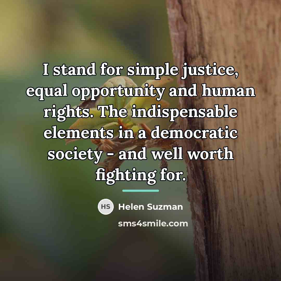 “I stand for simple justice, equal opportunity and human rights.…” quote by Helen Suzman