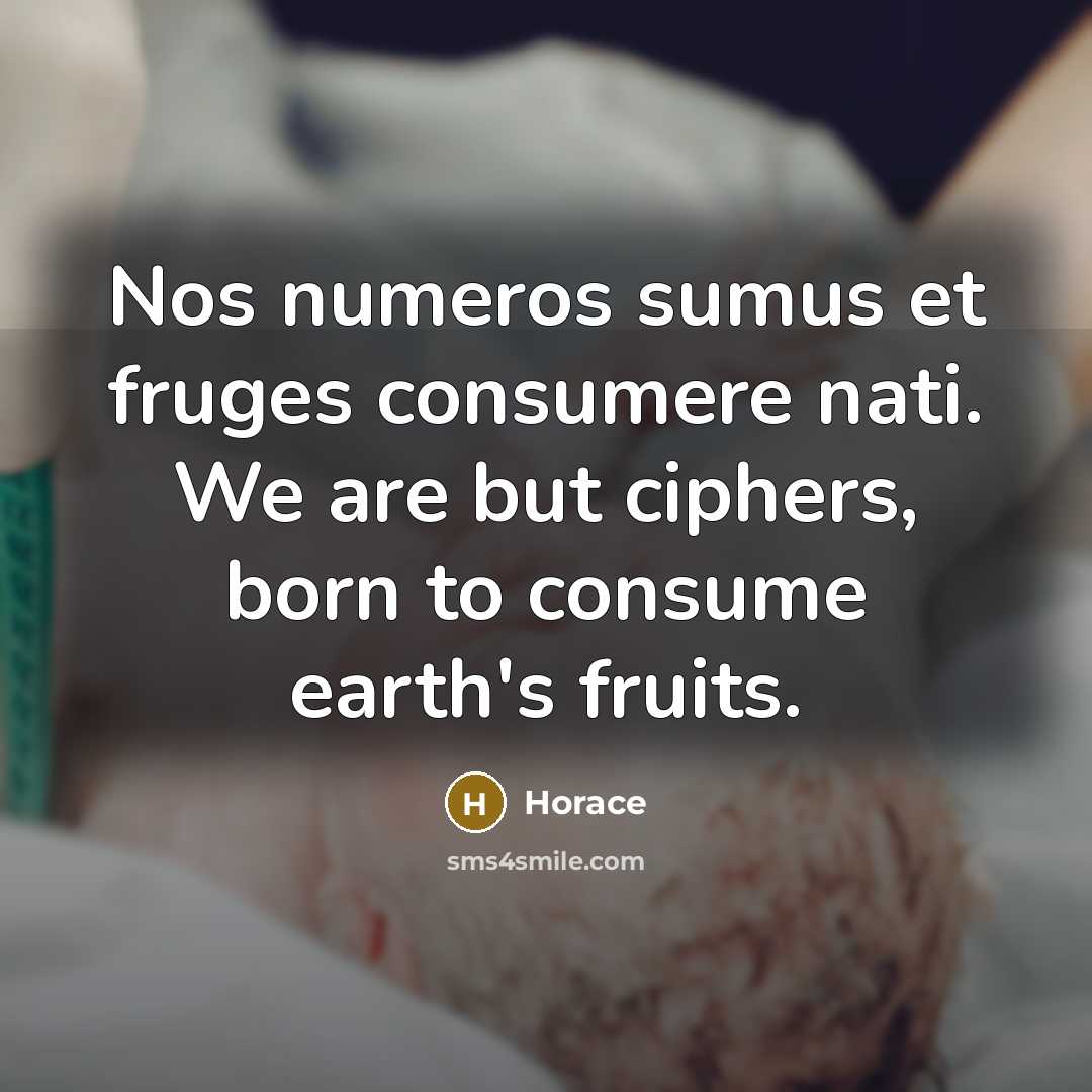 “Nos numeros sumus et fruges consumere nati. We are but…” quote by Horace