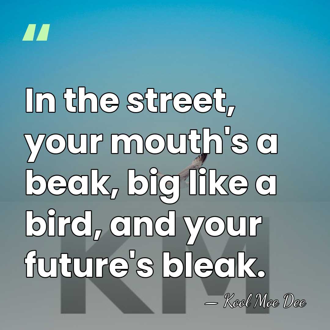 In the street, your mouth's a beak, big like a bird, and&hellip; - Kool Moe Dee