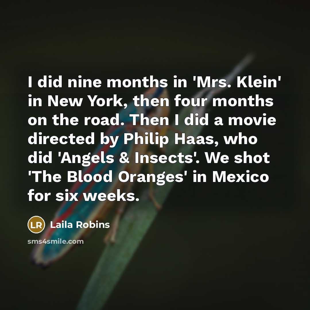 “I did nine months in 'Mrs. Klein' in New York,…” quote by Laila Robins