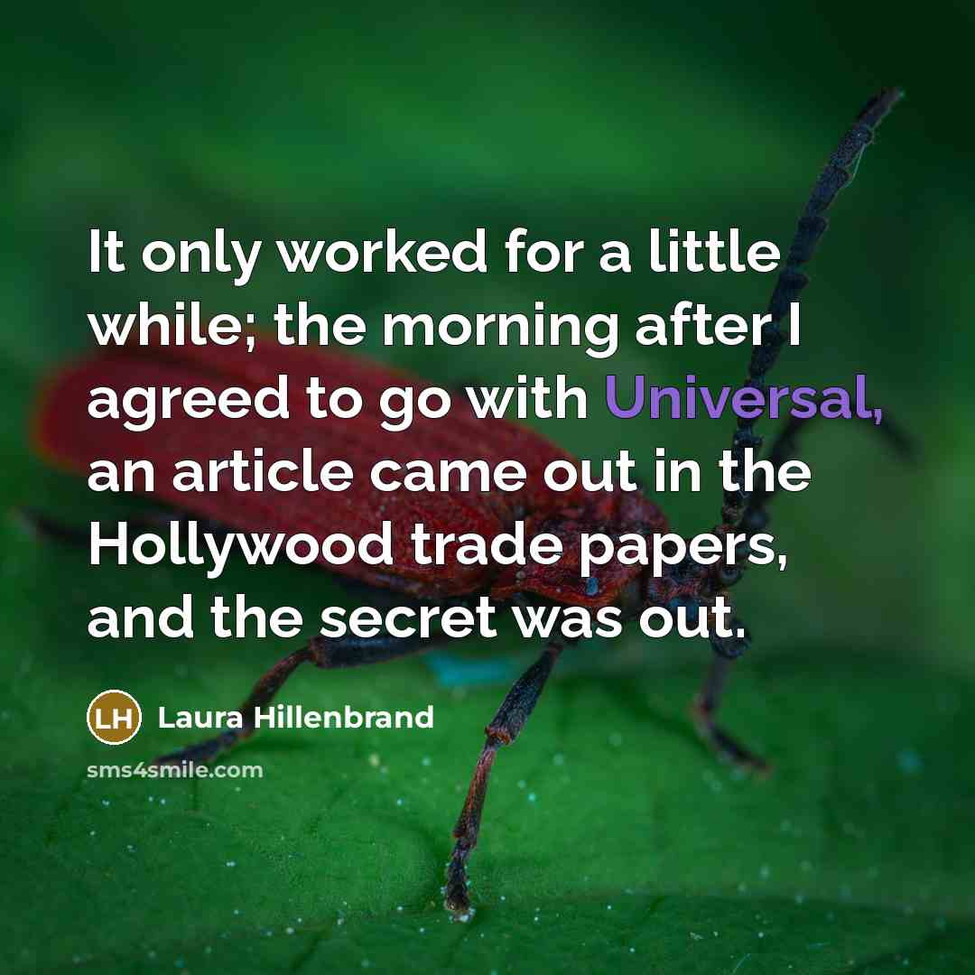 “It only worked for a little while; the morning after…” quote by Laura Hillenbrand