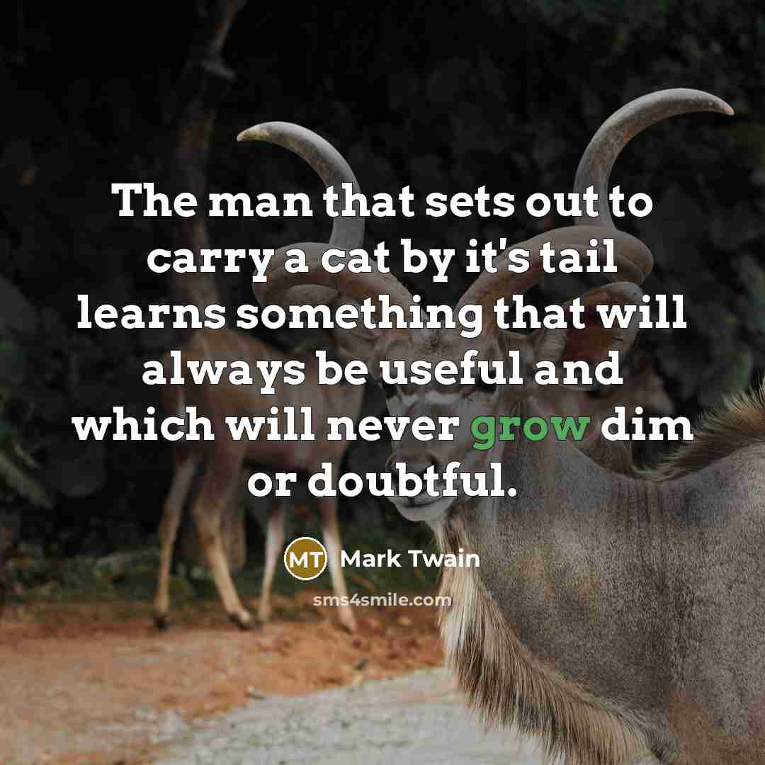 “The man that sets out to carry a cat by…” quote by Mark Twain