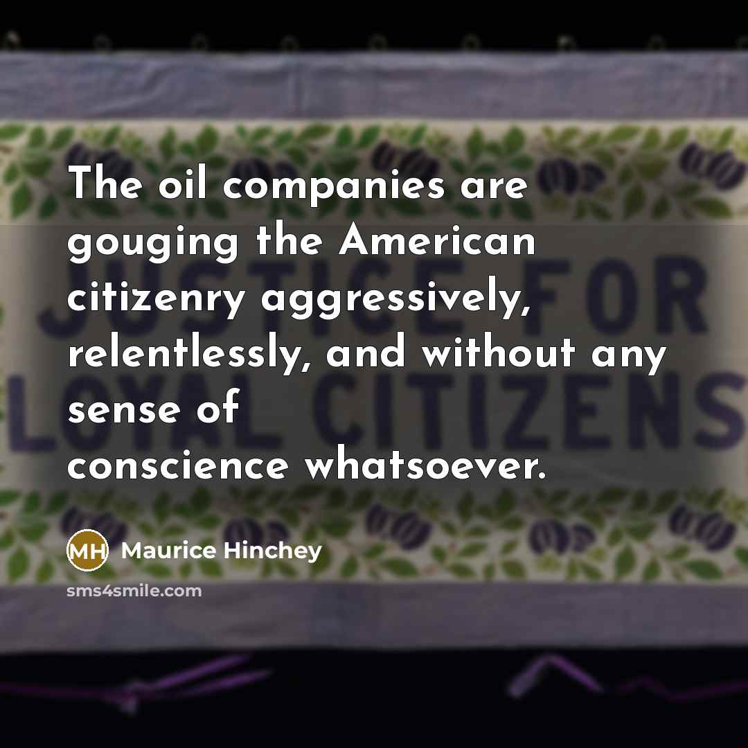 “The oil companies are gouging the American citizenry aggressively, relentlessly,…” quote by Maurice Hinchey