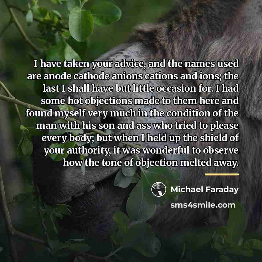 “I have taken your advice, and the names used are…” quote by Michael Faraday