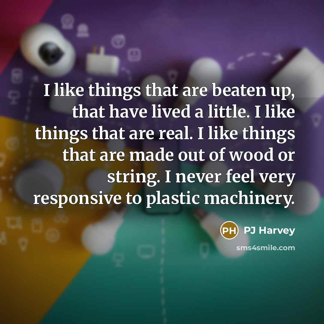 “I like things that are beaten up, that have lived…” quote by PJ Harvey