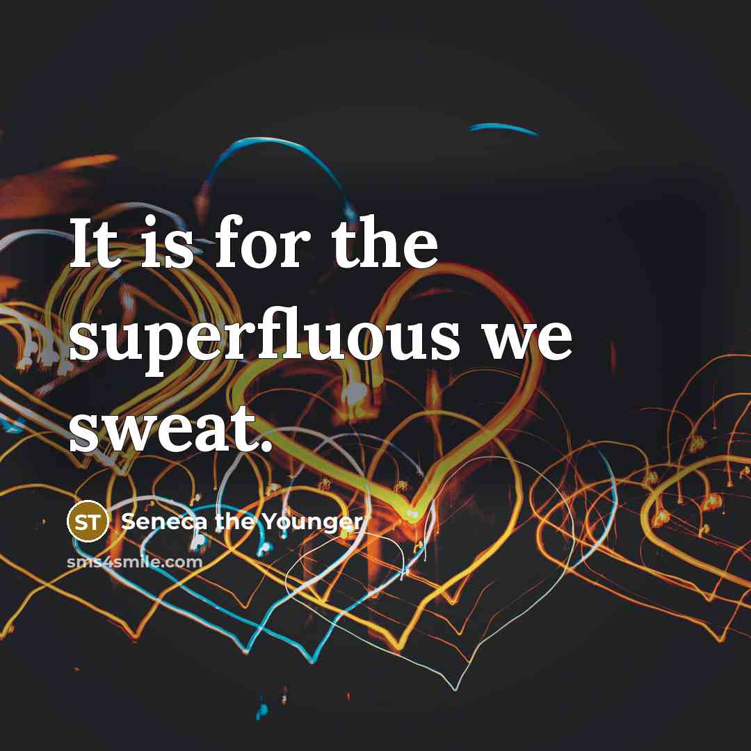 “It is for the superfluous we sweat.…” quote by Seneca the Younger