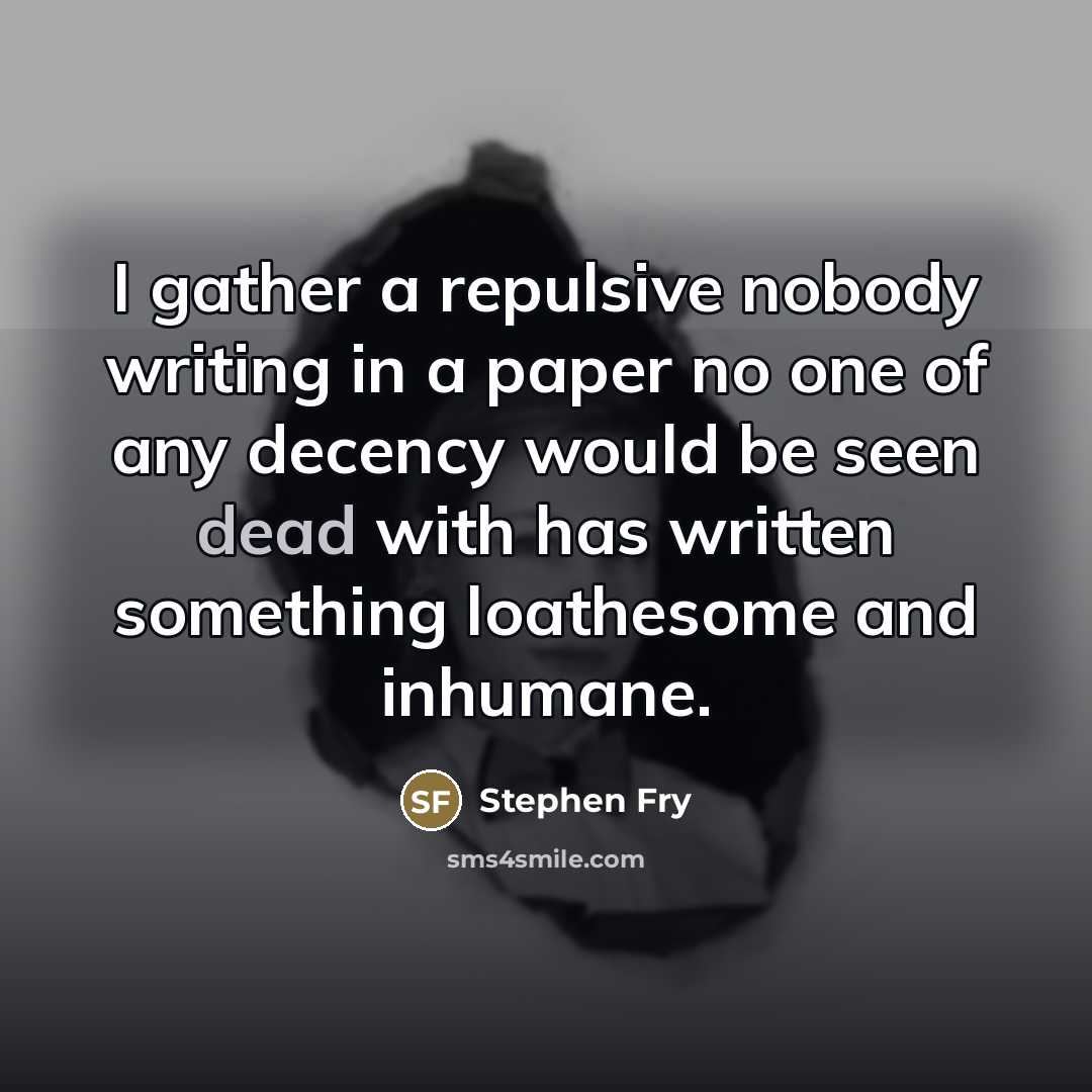 “I gather a repulsive nobody writing in a paper no…” quote by Stephen Fry