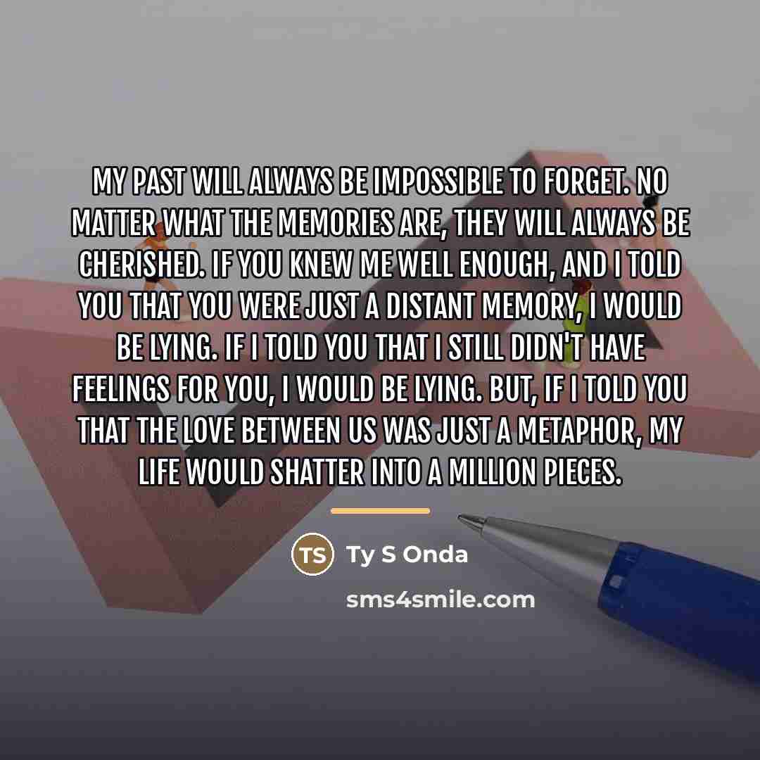 “My past will always be impossible to forget. No matter…” quote by Ty S Onda