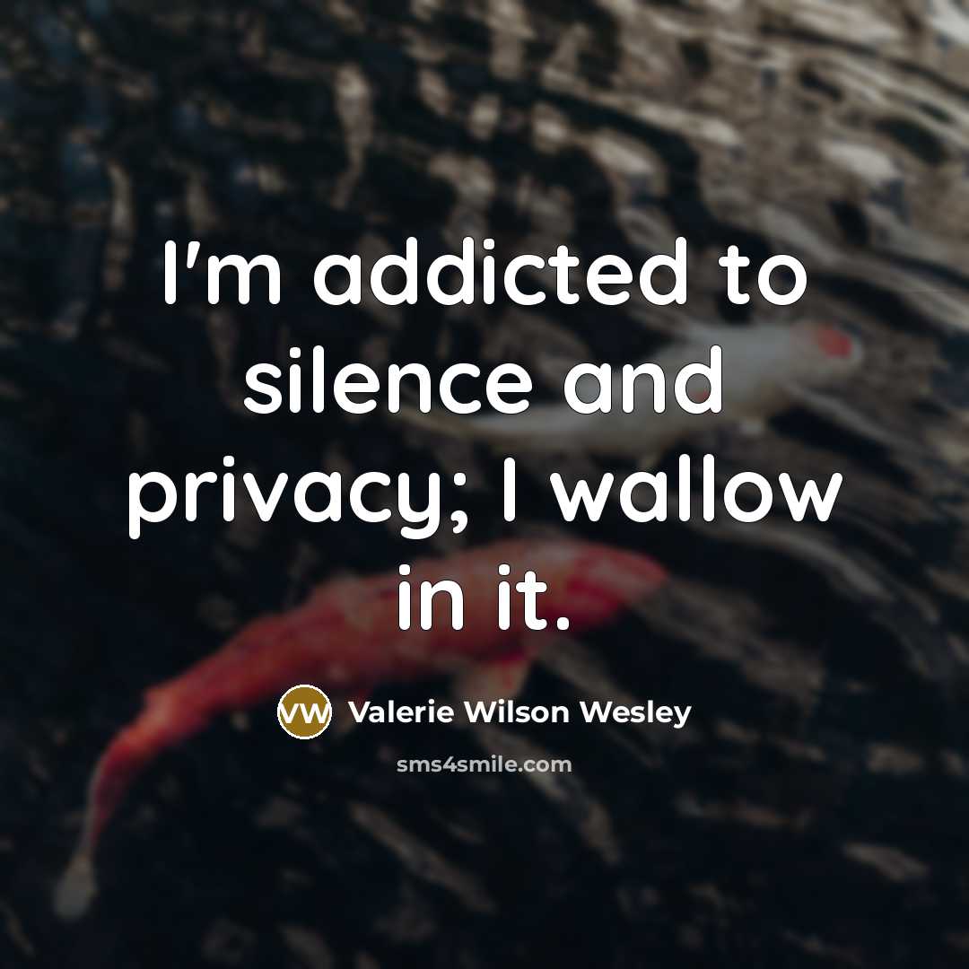“I'm addicted to silence and privacy; I wallow in it.…” quote by Valerie Wilson Wesley