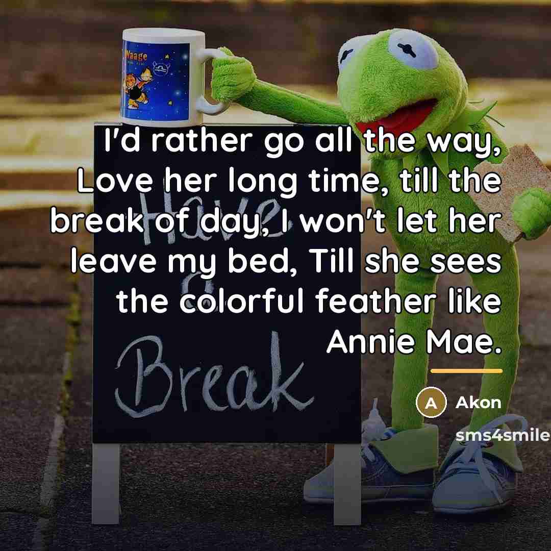 “I'd rather go all the way, Love her long time,…” quote by Akon