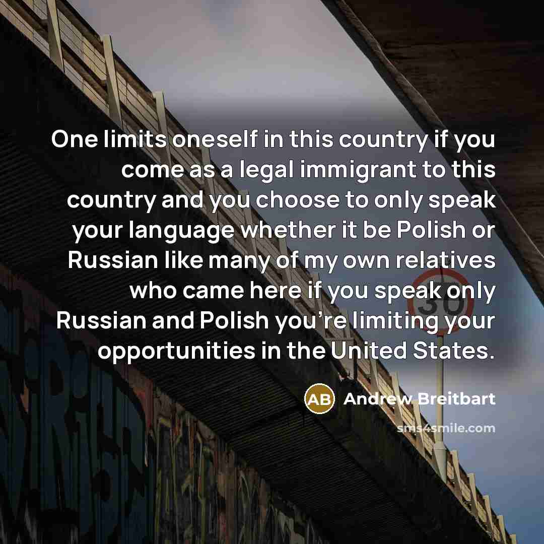 “One limits oneself in this country if you come as…” quote by Andrew Breitbart