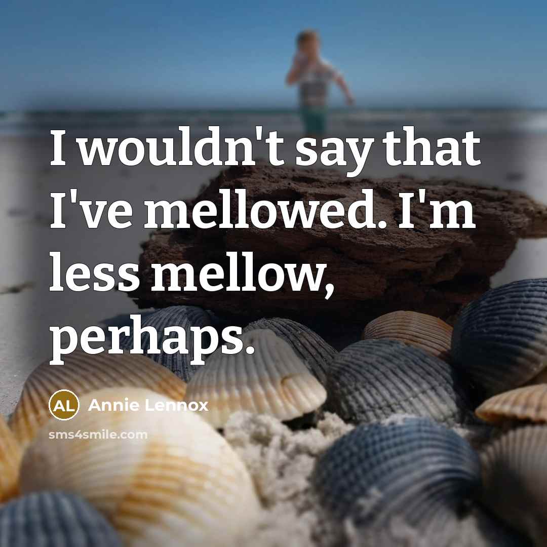 “I wouldn't say that I've mellowed. I'm less mellow, perhaps.…” quote by Annie Lennox