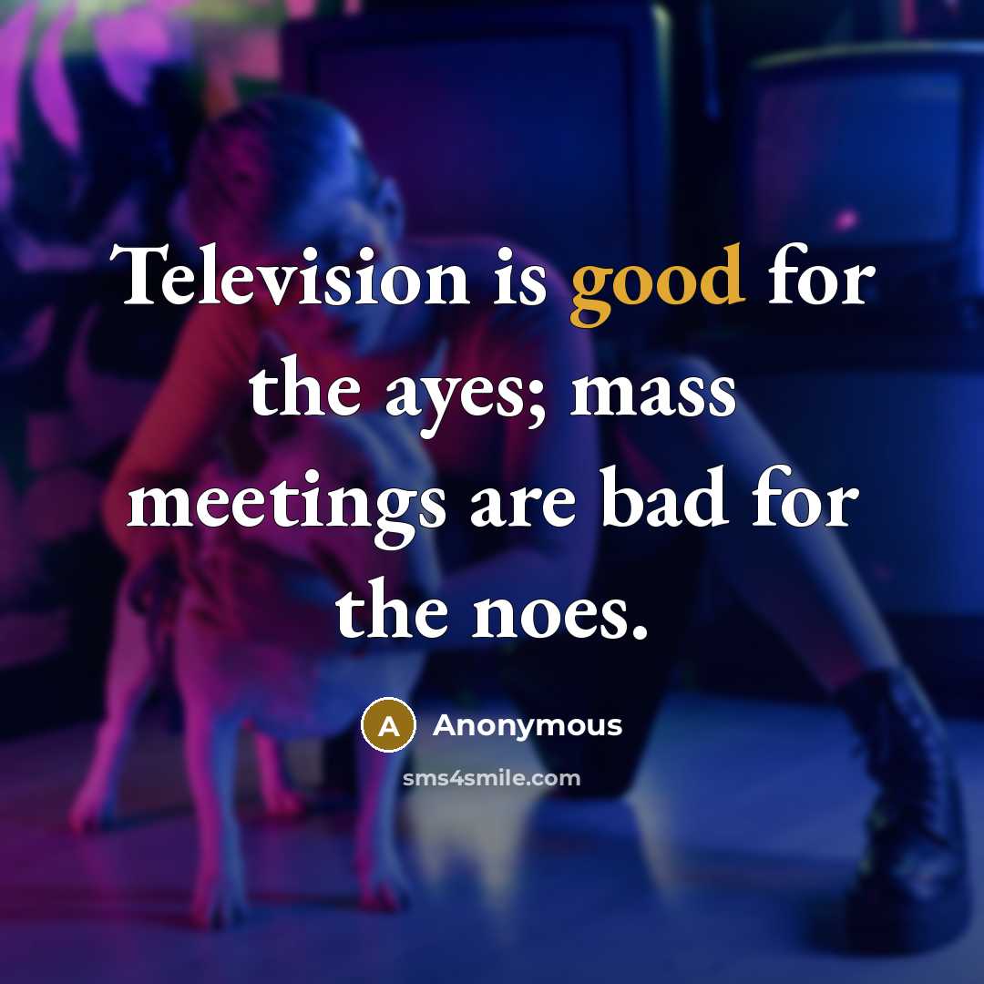 “Television is good for the ayes; mass meetings are bad for the noes.” quote by Anonymous